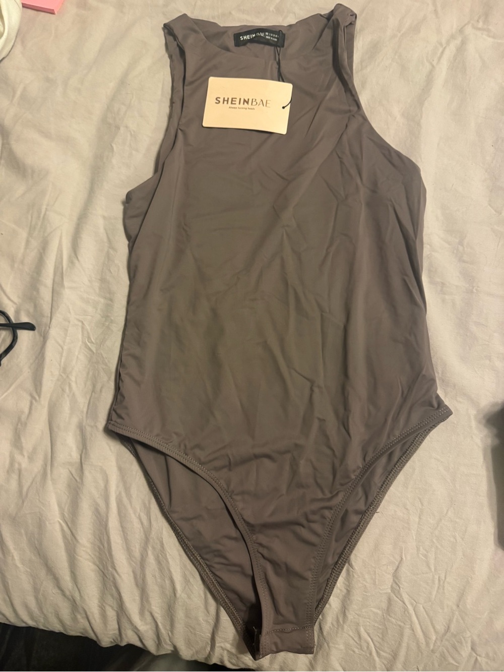 SHEIN Brown High-Neck One-Piece